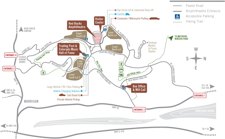 Red Rock Colorado Map Park Info   Welcome to Red Rocks | RedRocks.co